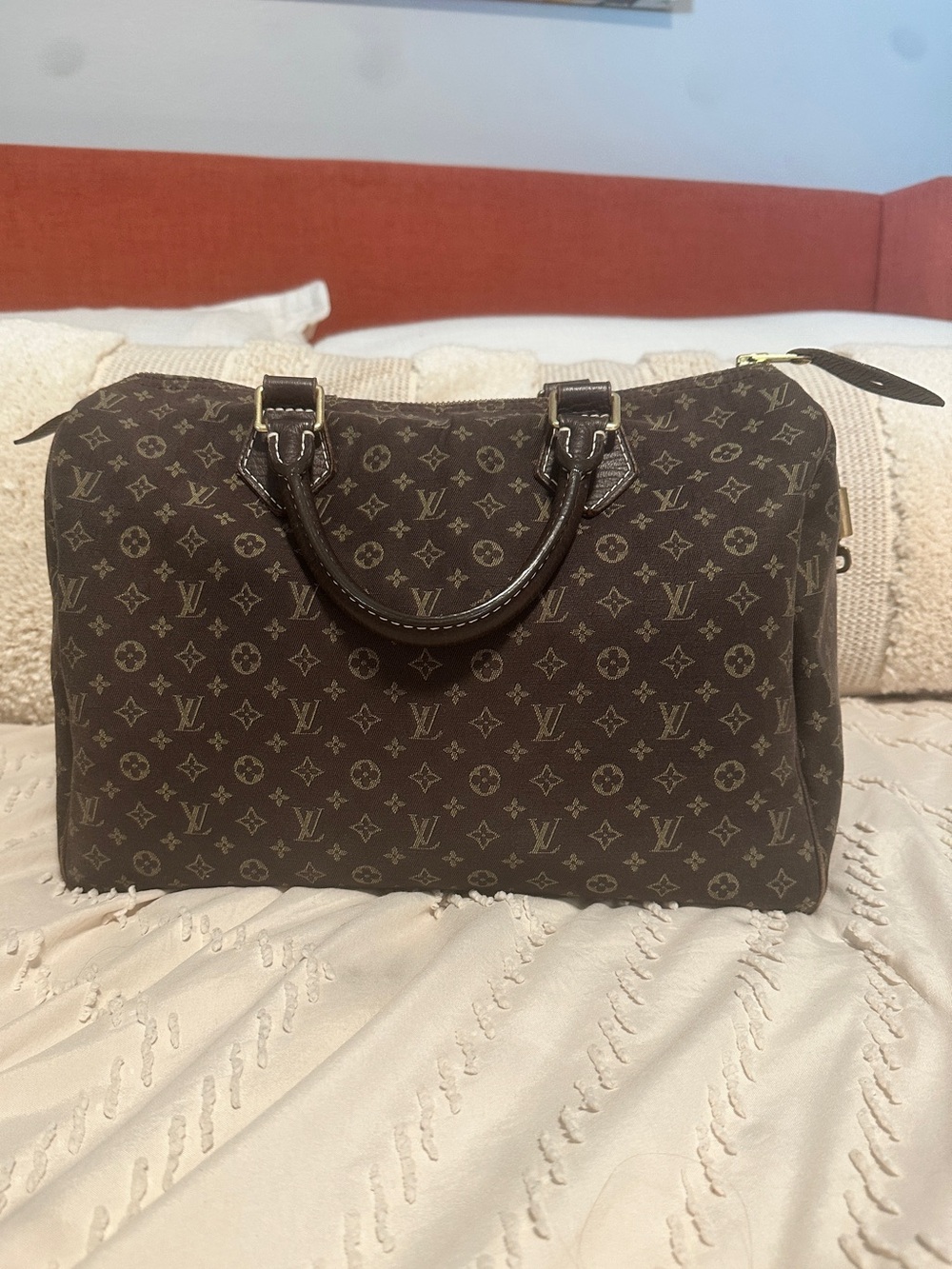 Louis Vuitton Rare Mini Lin Brown Monogram Canvas Speedy 30